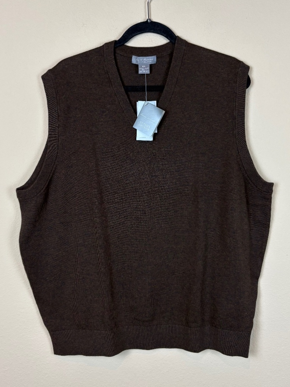 NWT Daniel Cremieux Brown 100% Supima Cotton V-Neck Pull Over Men's Vest